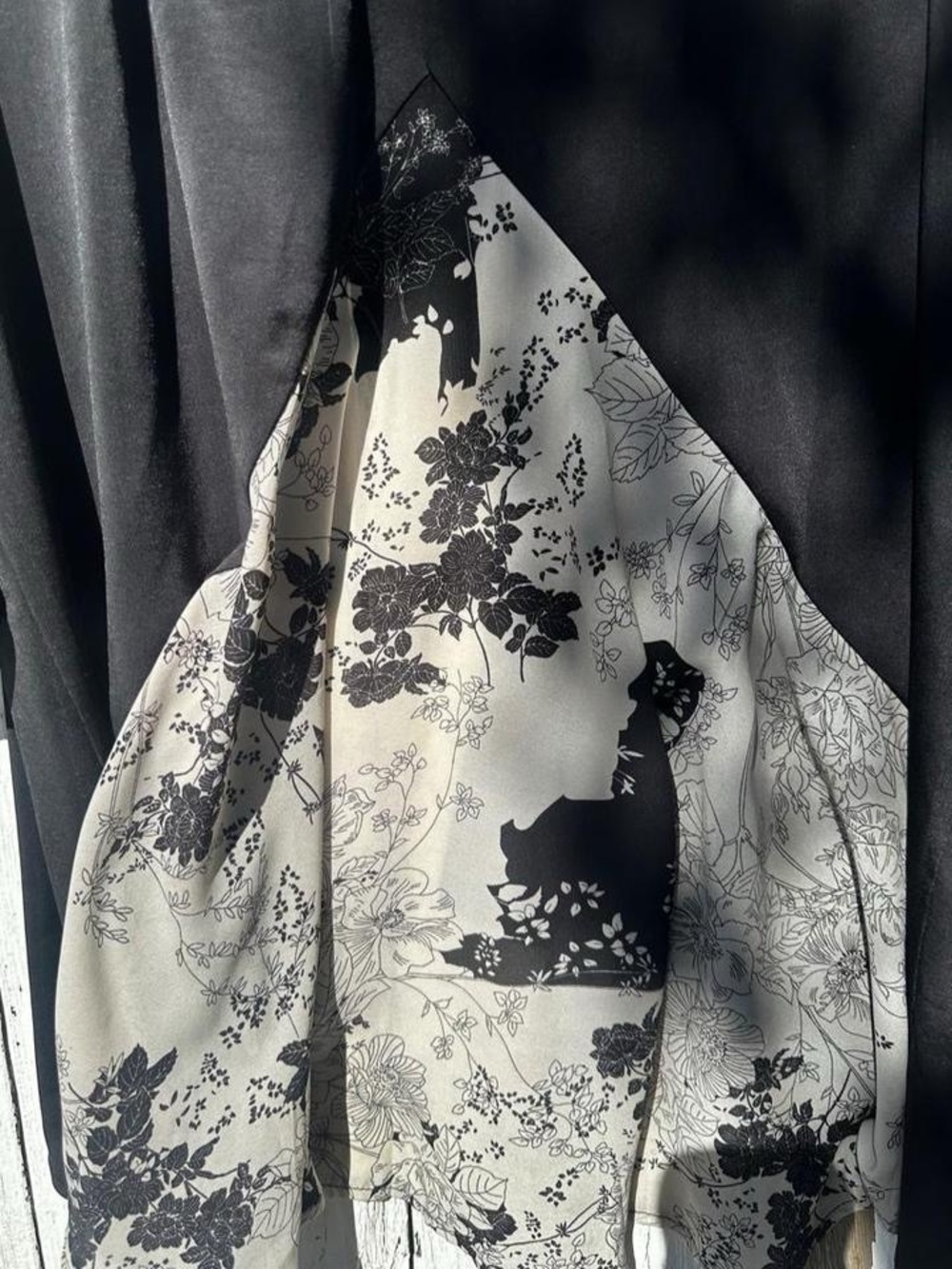 Women's Black Open-Front Kimono Robe - Shannon Ford NY - Picture 5 of 5